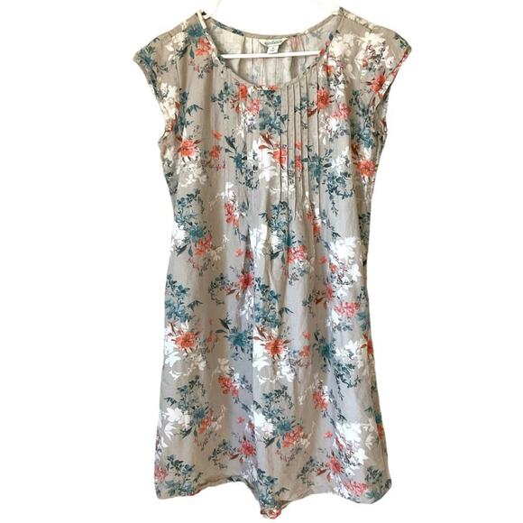 Sundance Floret Linen Blend Floral Shift Dress Size Medium Grey Blue Pink White - Picture 3 of 11